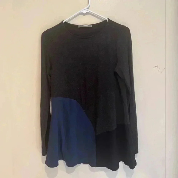 Alembika Delta Asymmetric Color Block Lagenlook Blouse - Picture 1 of 5